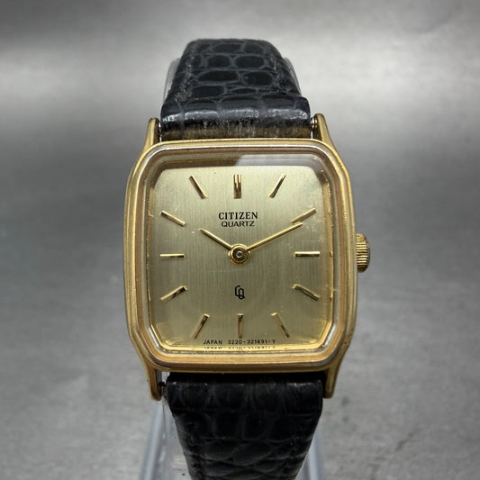 Citizen CQ Tank Watch Women 20mm Champagne Dial Gold Tone 3220-320697 NewBatt 600