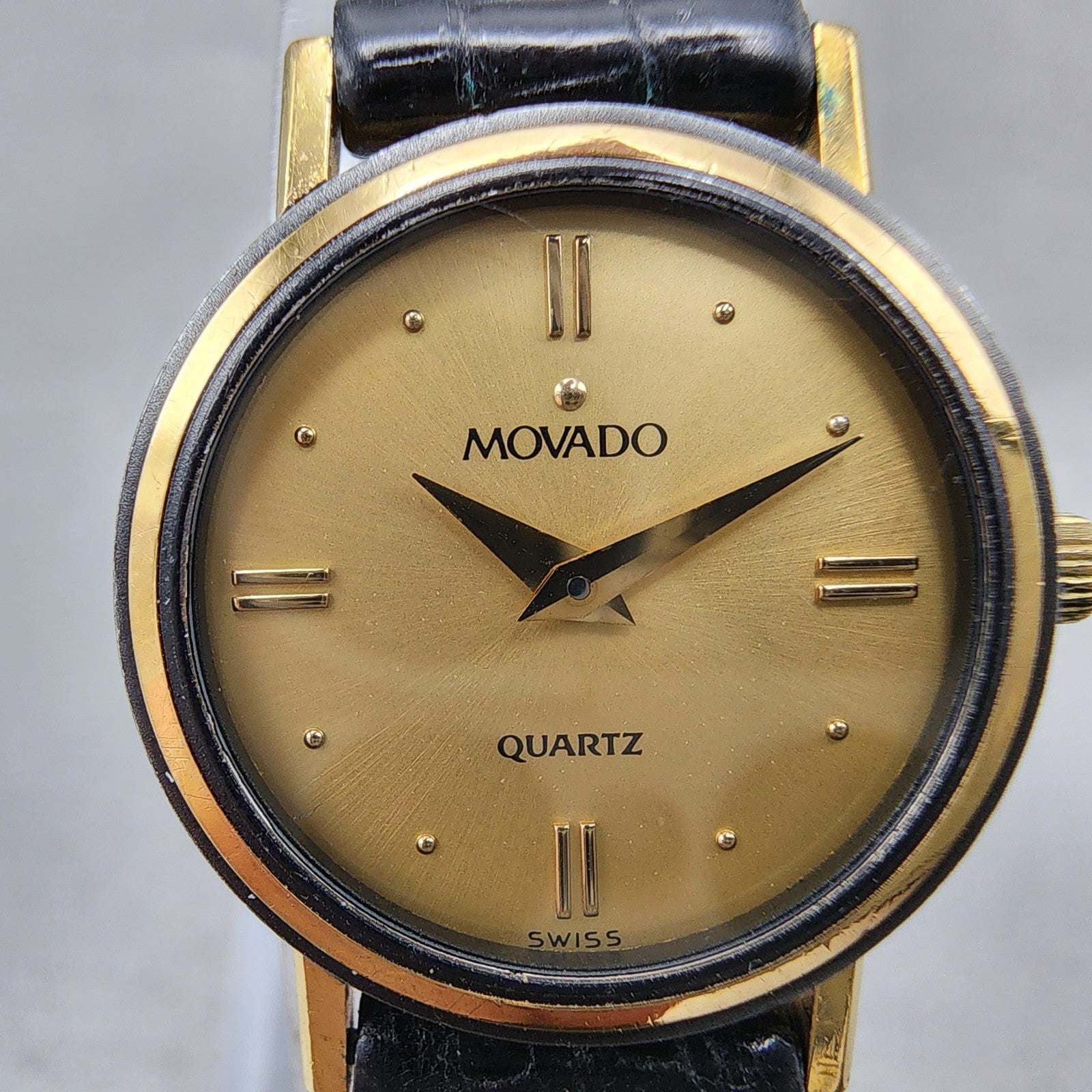 Movado Watch Women 21mm Gold Dial Gold Tone Round 8724839 New Battery1