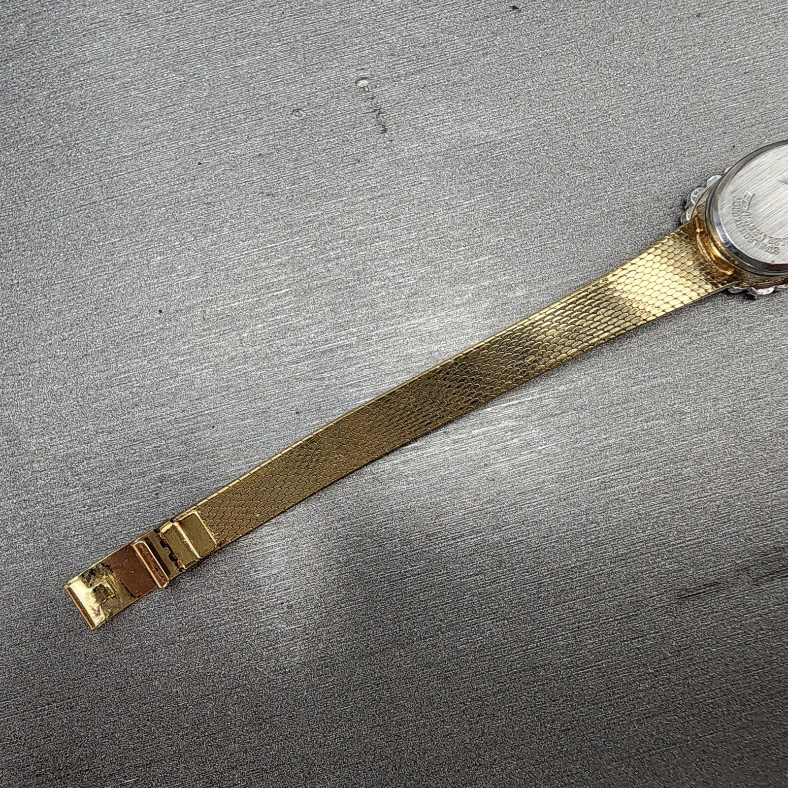 Gruen Watch Women 14mm Gold Dial Gold Tone Hexagon Diamond Bezel READ!! New Batt10
