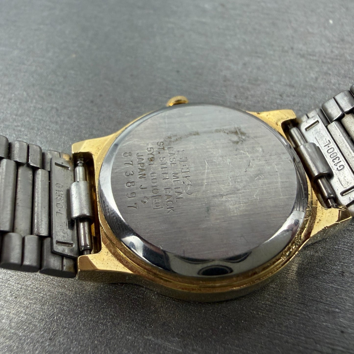 Seiko Watch Women 28mm Champagne Dial Gold Tone Round 5y91-6010 New Battery VTG9