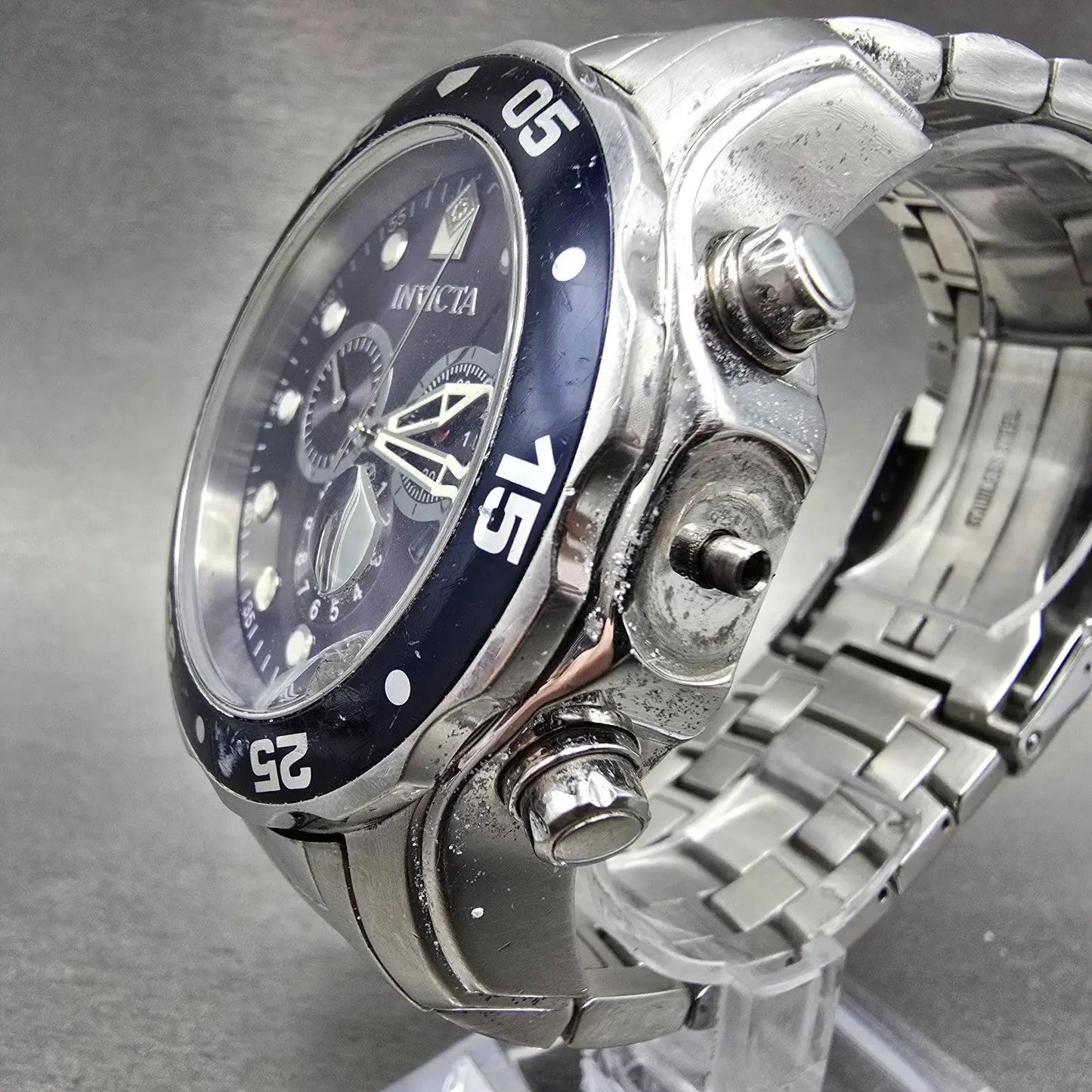 Invicta Pro Diver Chronograph Watch Men 49mm Purple Dial Silver Tone 0070 PARTS3