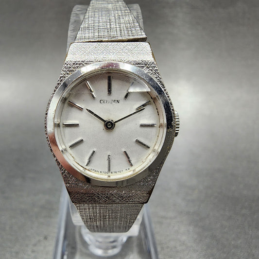 Citizen Watch Women 20mm White Dial Silver Tone Manual Round 4-675452