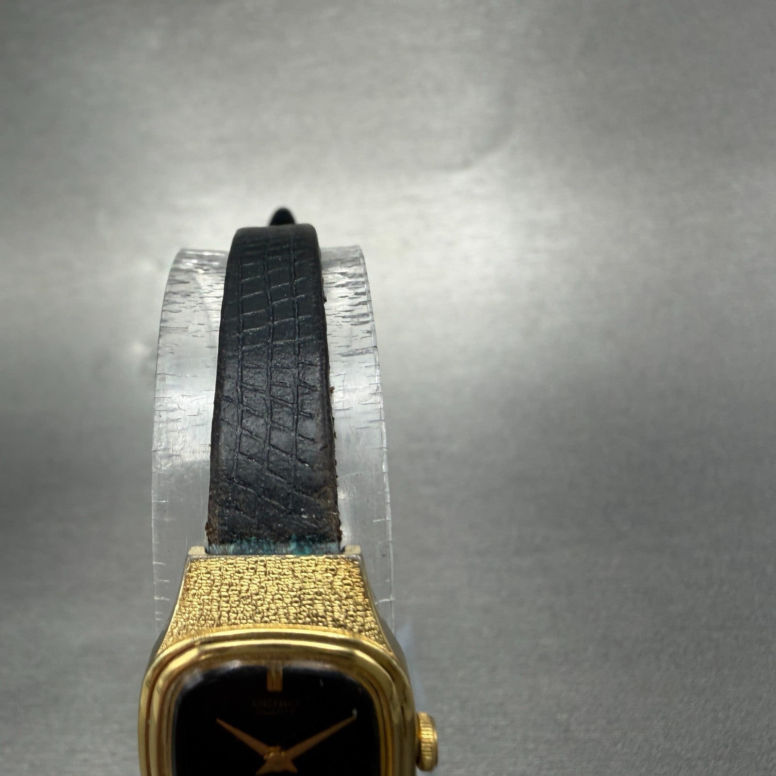 Seiko Watch Women 16mm Black Dial Gold Tone Square 2C20-5770 New Battery VTG4