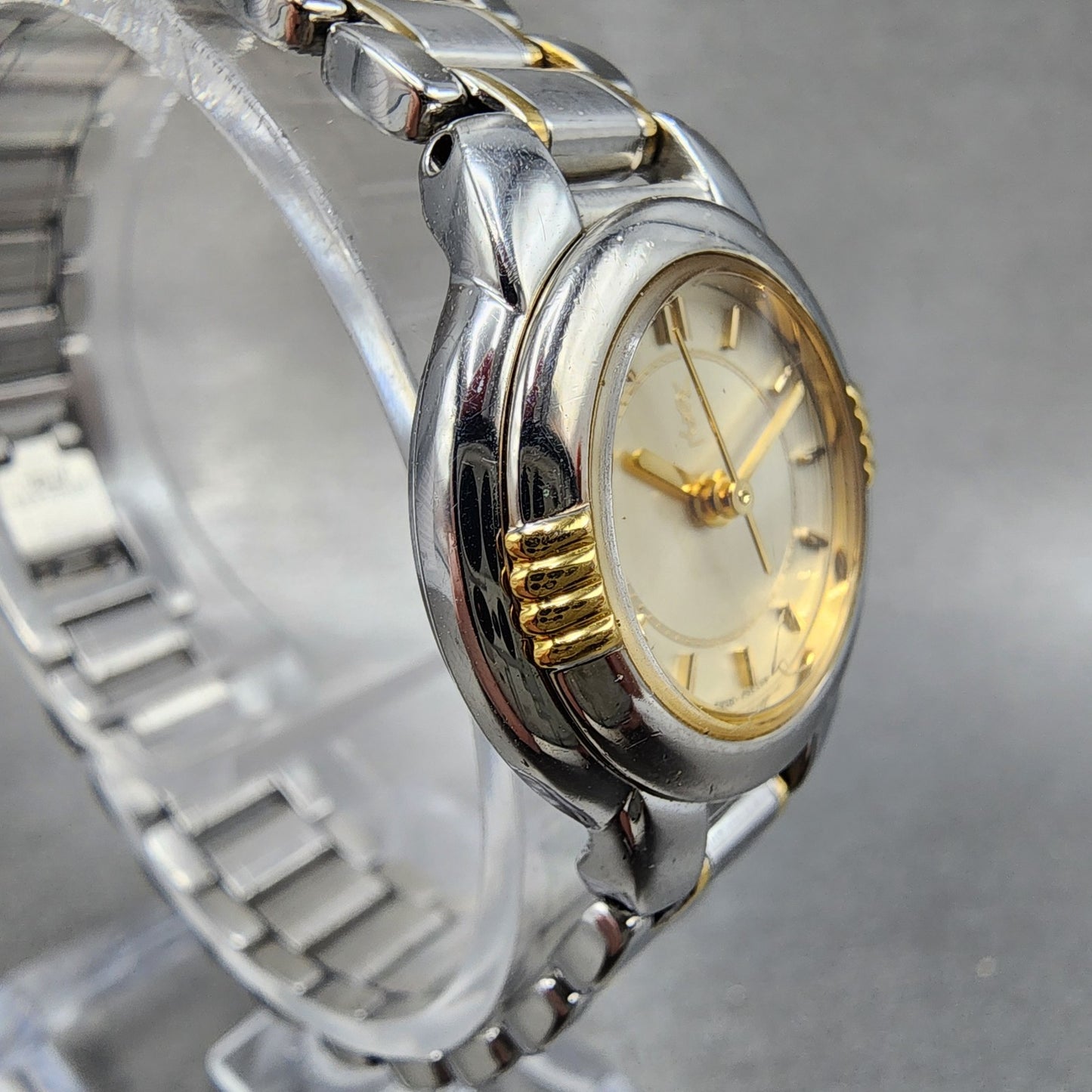 Yves Saint Laurent Watch Women 23mm Champagne Dial Two Tone Round new Battery3