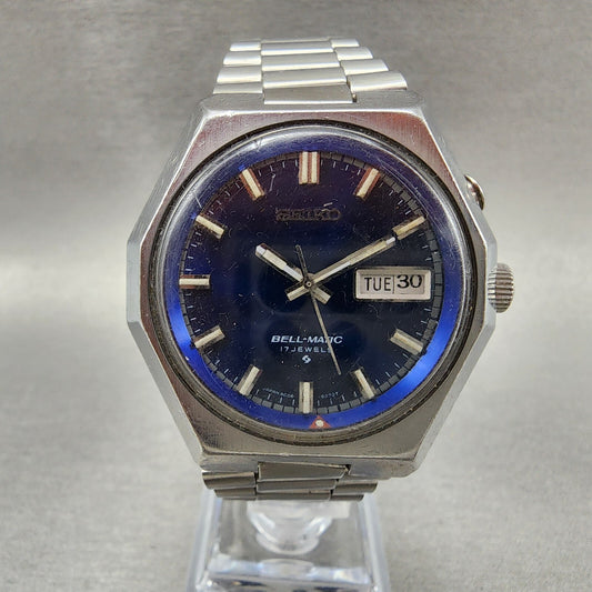 Seiko Bell Matic Watch Men 40mm Blue Dial Steel Daydate Octagon 4006-6059 Runs