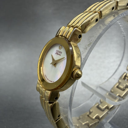 Citizen Elegance Watch Women 17mm MOP Dial Gold Tone Round Bangle New Battery2