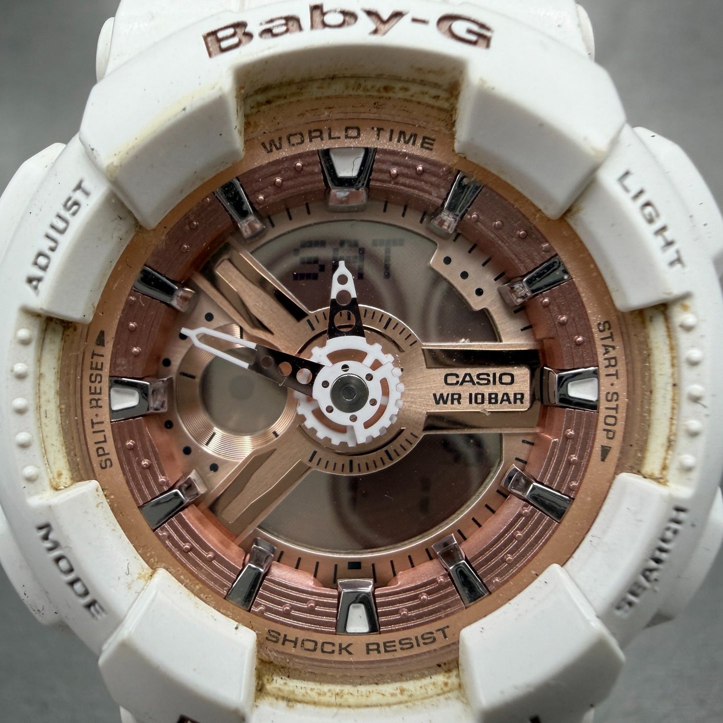 Casio Baby-G Watch Women 43mm White Rose BA-110 Alarm Chrono New Battery1