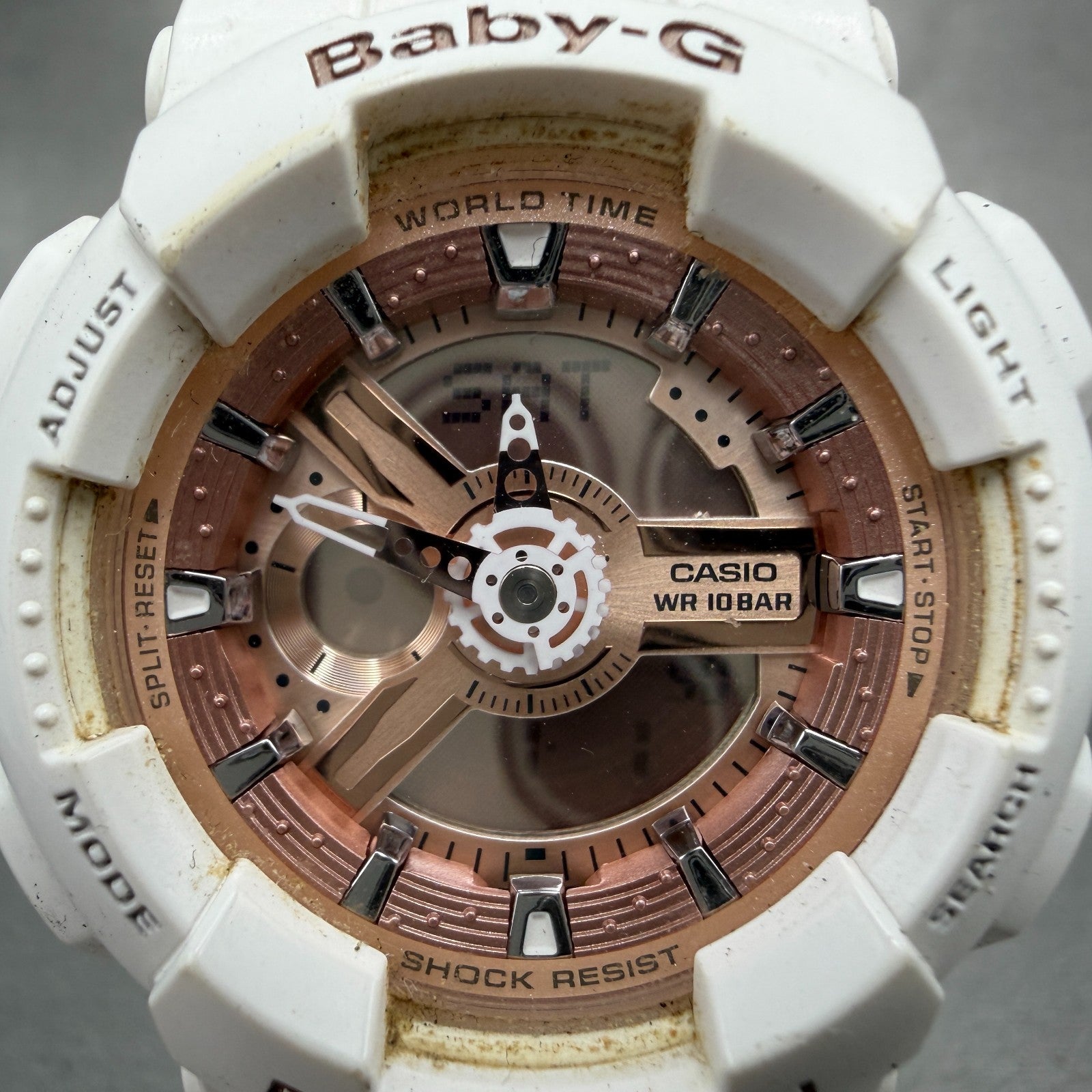 Casio Baby-G Watch Women 43mm White Rose BA-110 Alarm Chrono New Battery1