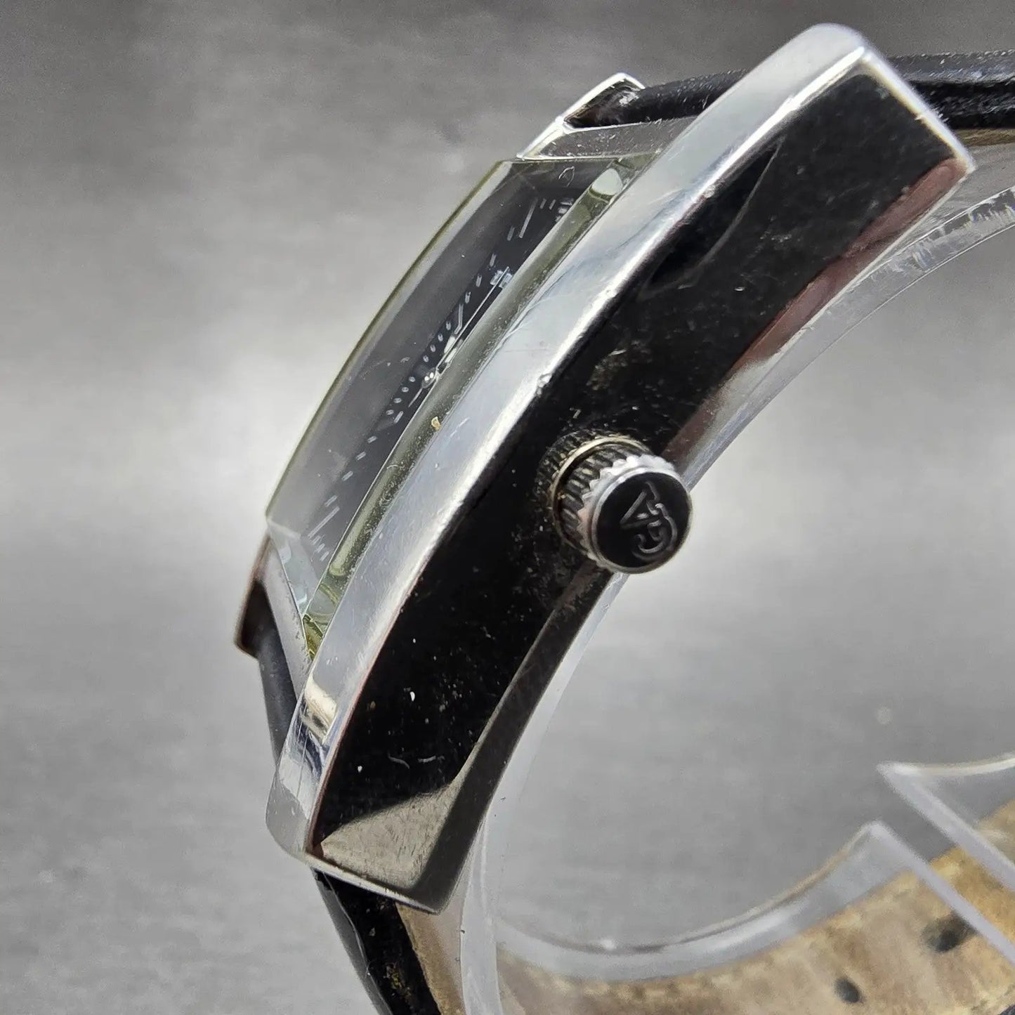 Emporio Armani Tank Watch Women 20mm Black Dial Steel Date AR-0122 New Battery2