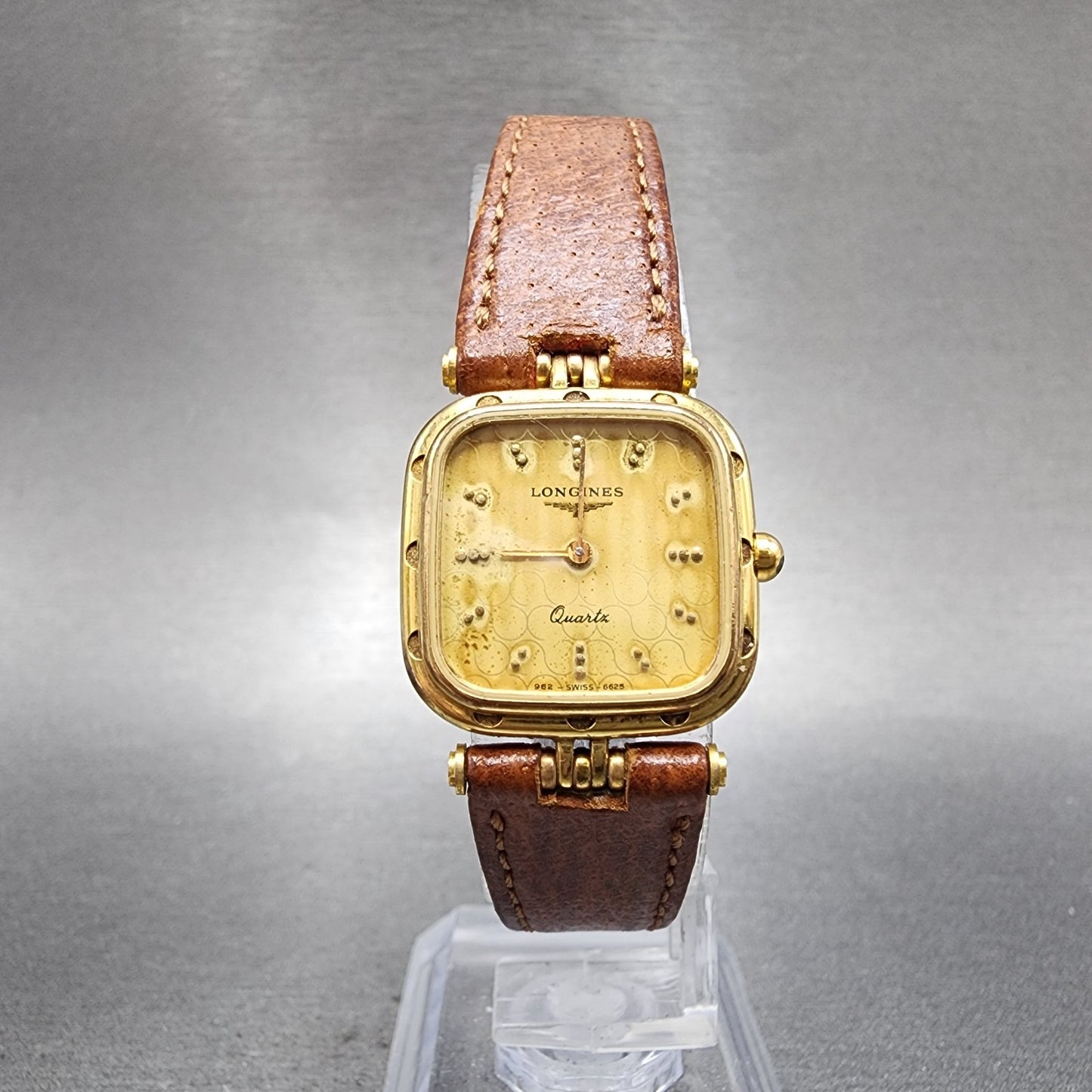 Longines Tank Watch Women 21mm Gold Dial Gold Tone Rectangle 6625 Cal L962 PARTS6