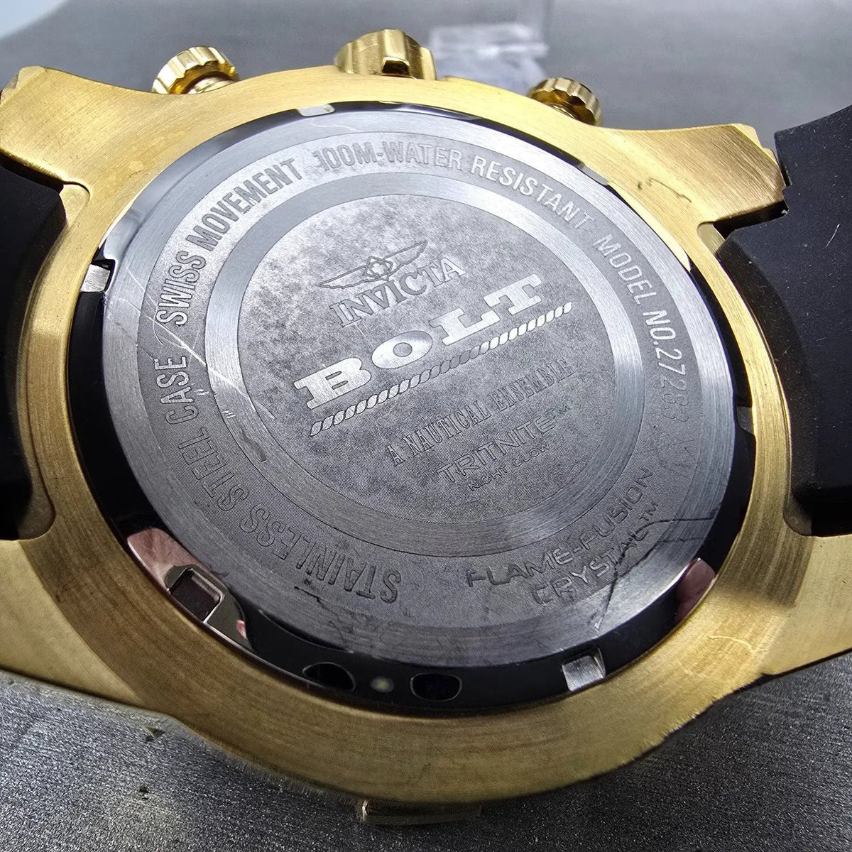 Invicta Bolt Chronograph Watch Men 51mm Gold Dial Gold Tone Date 27283 New batt10