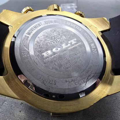 Invicta Bolt Chronograph Watch Men 51mm Gold Dial Gold Tone Date 27283 New batt10
