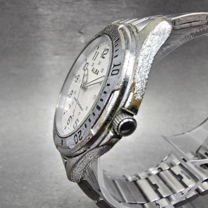 Seiko Alba Watch Men 35mm White Dial Silver Tone Round V501-0DA0 PARTS Vintage3