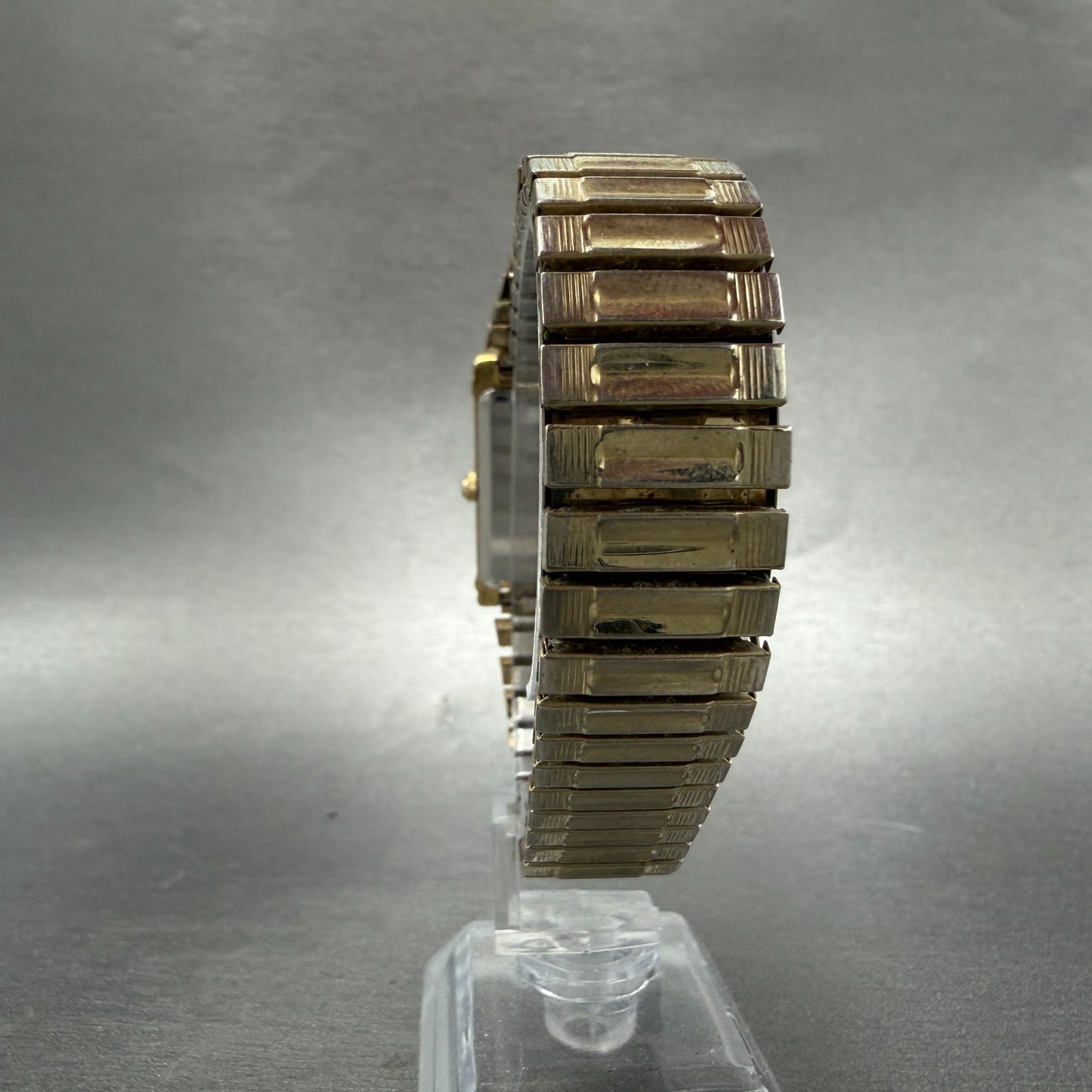 Seiko Tank Watch Men 25mm Gray Dial Gold Tone Rectangle 6530-5399 New Battery7