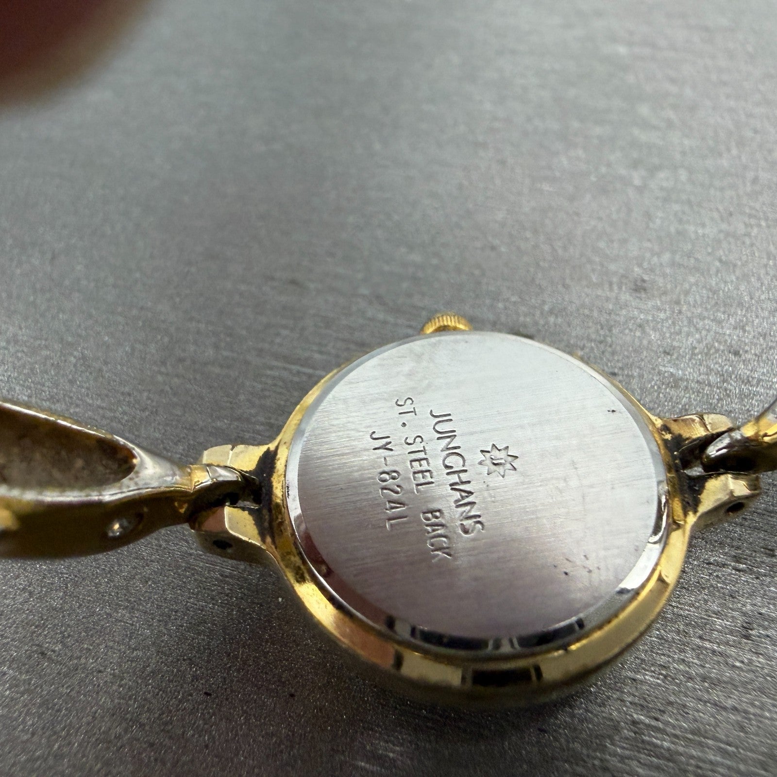 Junghans Watch Women 21mm Gold Dial Gold Tone Round Bangle New Battery9