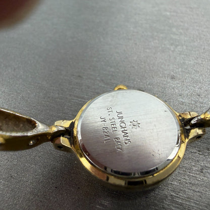 Junghans Watch Women 21mm Gold Dial Gold Tone Round Bangle New Battery9