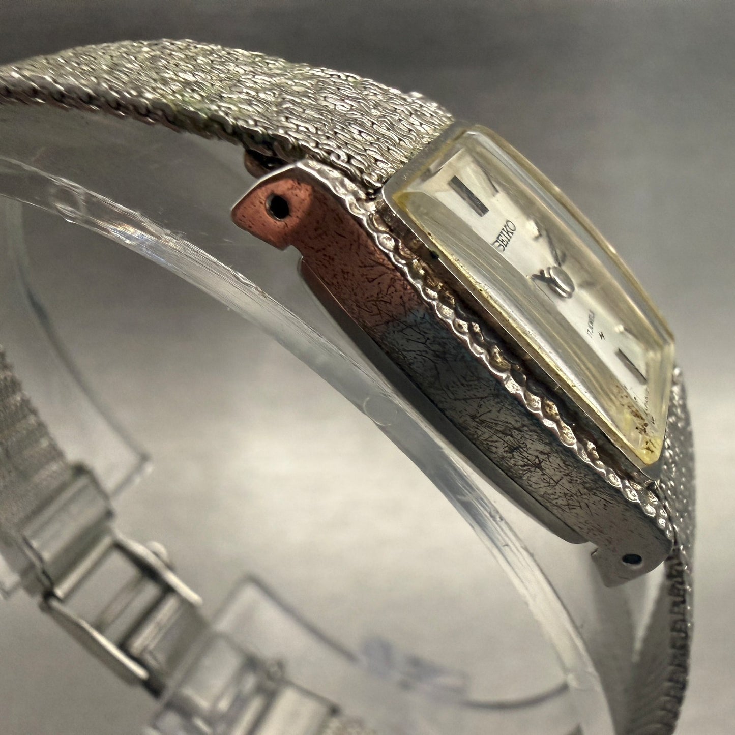 Seiko Watch Women 15mm Silver Dial Silver Tone Rectangle 10-3580 Works3