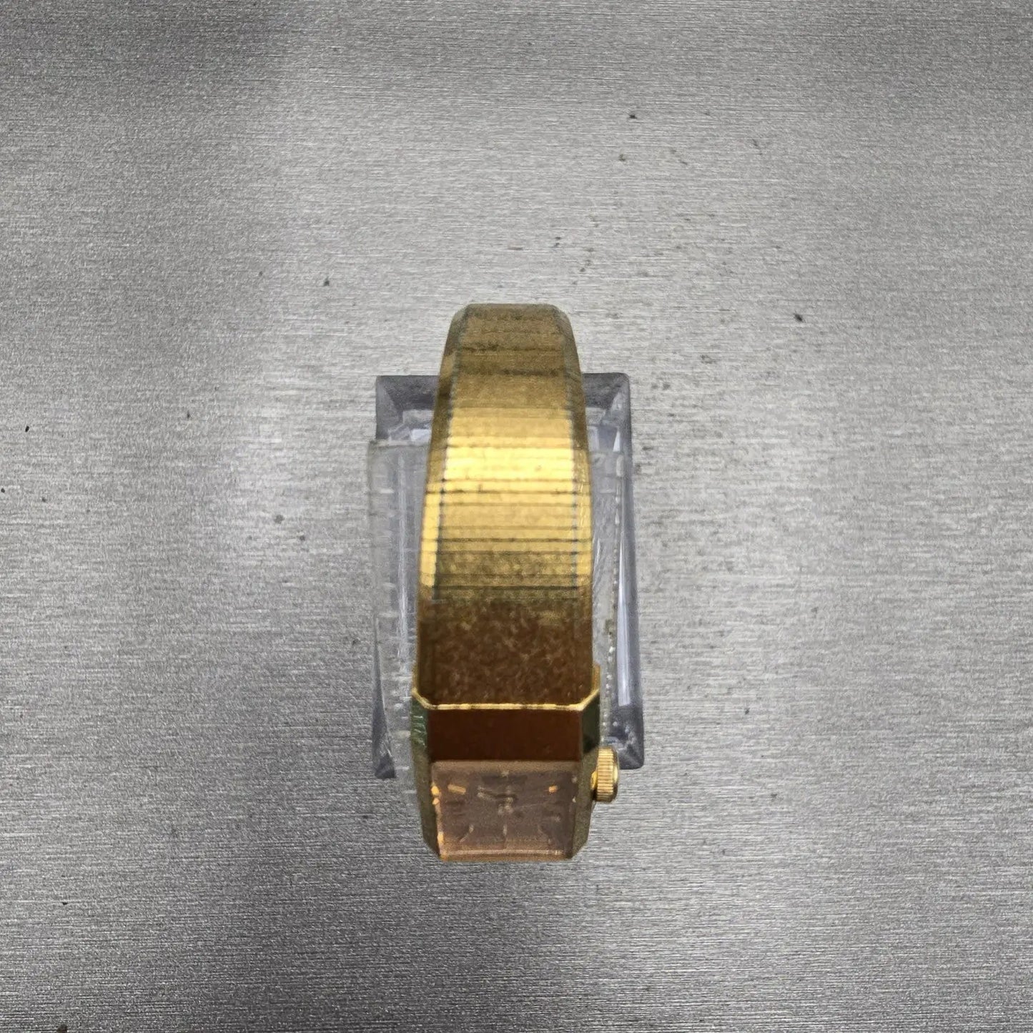 Seiko Watch Women 12mm Gold Dial Gold Tone Rectangle 1320-5049 New Battery VTG4
