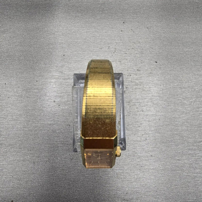 Seiko Watch Women 12mm Gold Dial Gold Tone Rectangle 1320-5049 New Battery VTG4