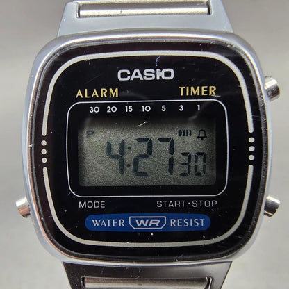Casio Digital Watch Women 25mm Silver Alarm Chronograph Daydate LA670W New Batt1