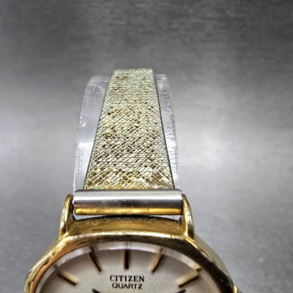 Citizen Castalia Watch Women 25mm White Dial Gold 4-831926 New Battery VTG JP4