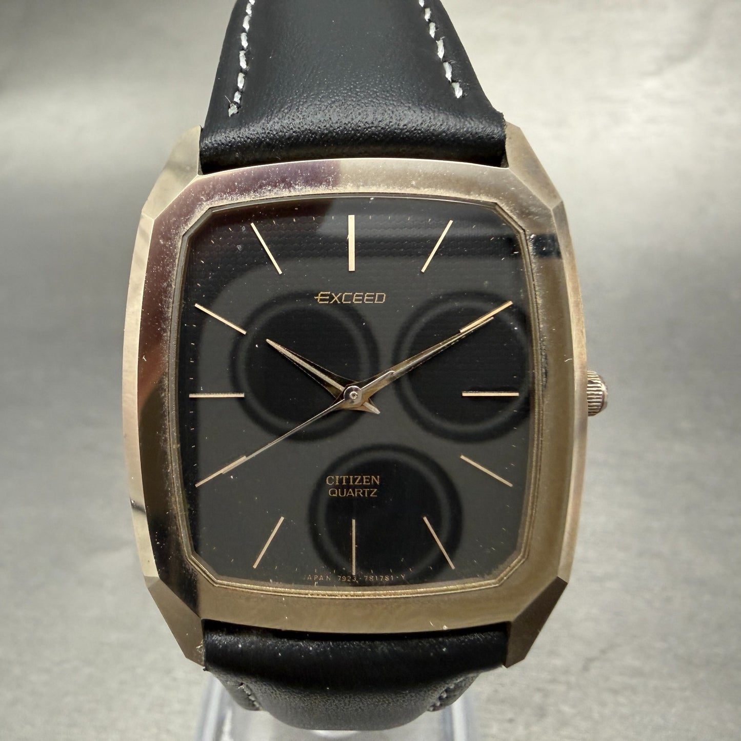 Citizen Exceed Tank Watch Men 29mm Black Dial Silver Tone 4-798422 New Battery0