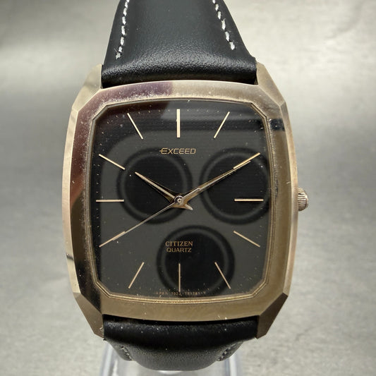 Citizen Exceed Tank Watch Men 29mm Black Dial Silver Tone 4-798422 New Battery0