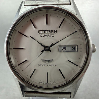 Citizen Seven Star Watch Men 35mm White Dial Silver Tone Daydate Round New Batt1