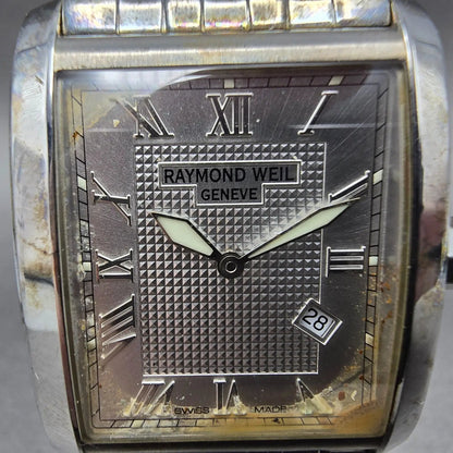 Raymond Weil Don Giovonni Tank Watch Men 30mm Silver Dial Steel Date 9975 NewBat1