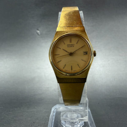 Seiko Watch Women 21mm Champagne Dial Gold Tone Date Round 2A22-0029 New Battery5