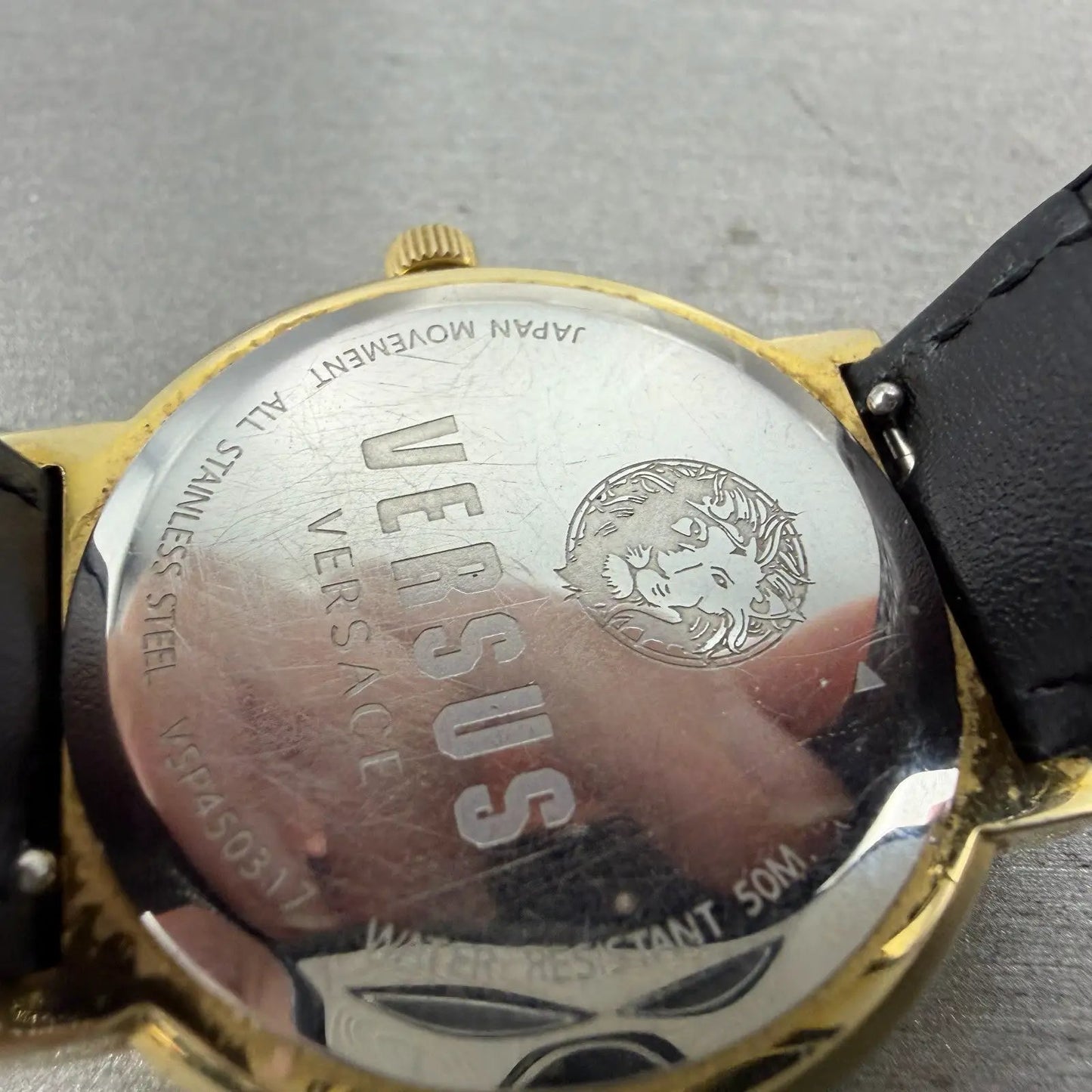 Versace Versus Watch Women 36mm Black Dial Gold Tone Round Leather New Battery9