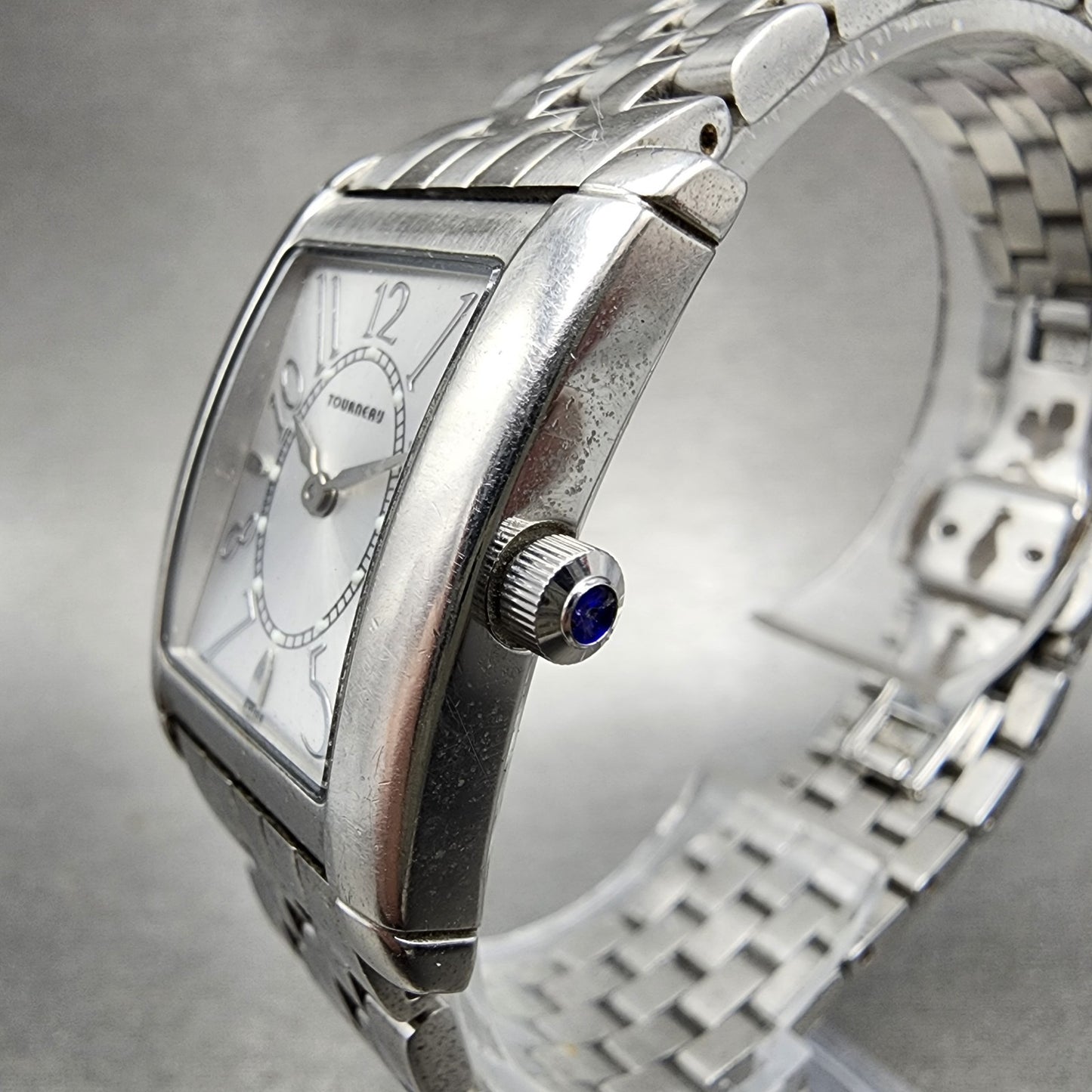 Tourneau Tank Watch Women 22mm Silver Dial Silver Tone Rectangle PARTS3