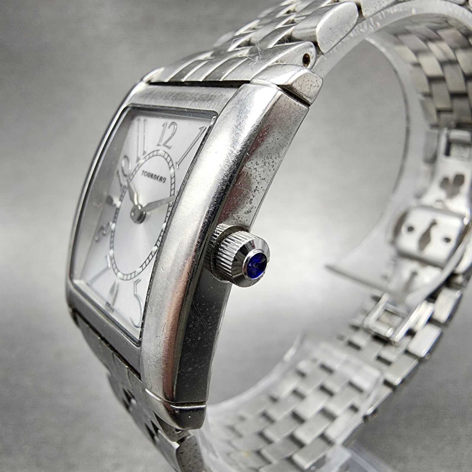 Tourneau Tank Watch Women 22mm Silver Dial Silver Tone Rectangle PARTS3