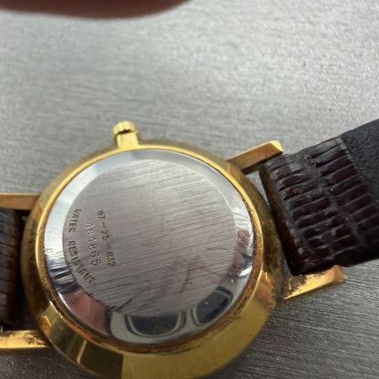 Movado Museum Watch Women 25mm Black Dial Gold Tone Round 87-25-832 New Batt ABC9