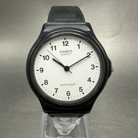 Casio MQ-24 Watch Unsiex 34mm White Dial Black Tone Round Leather New Battery0