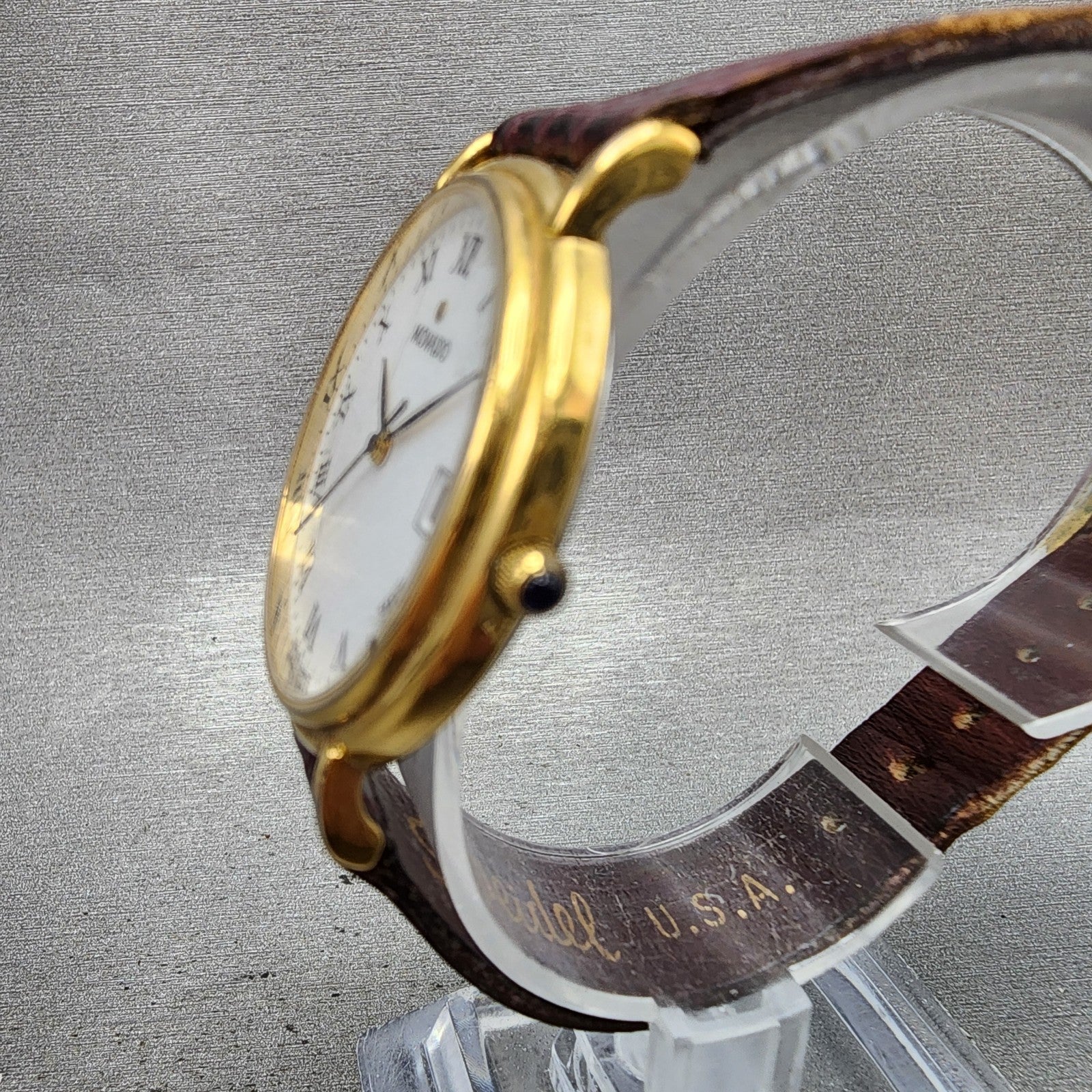 Movado Watch Men 34mm White Dial Gold Tone Date Round 87A40887 New Battery3