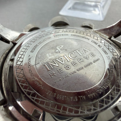 Invicta Reserve Chronograph Watch Men 50mm Black Dial Steel Date 112803 New Batt9
