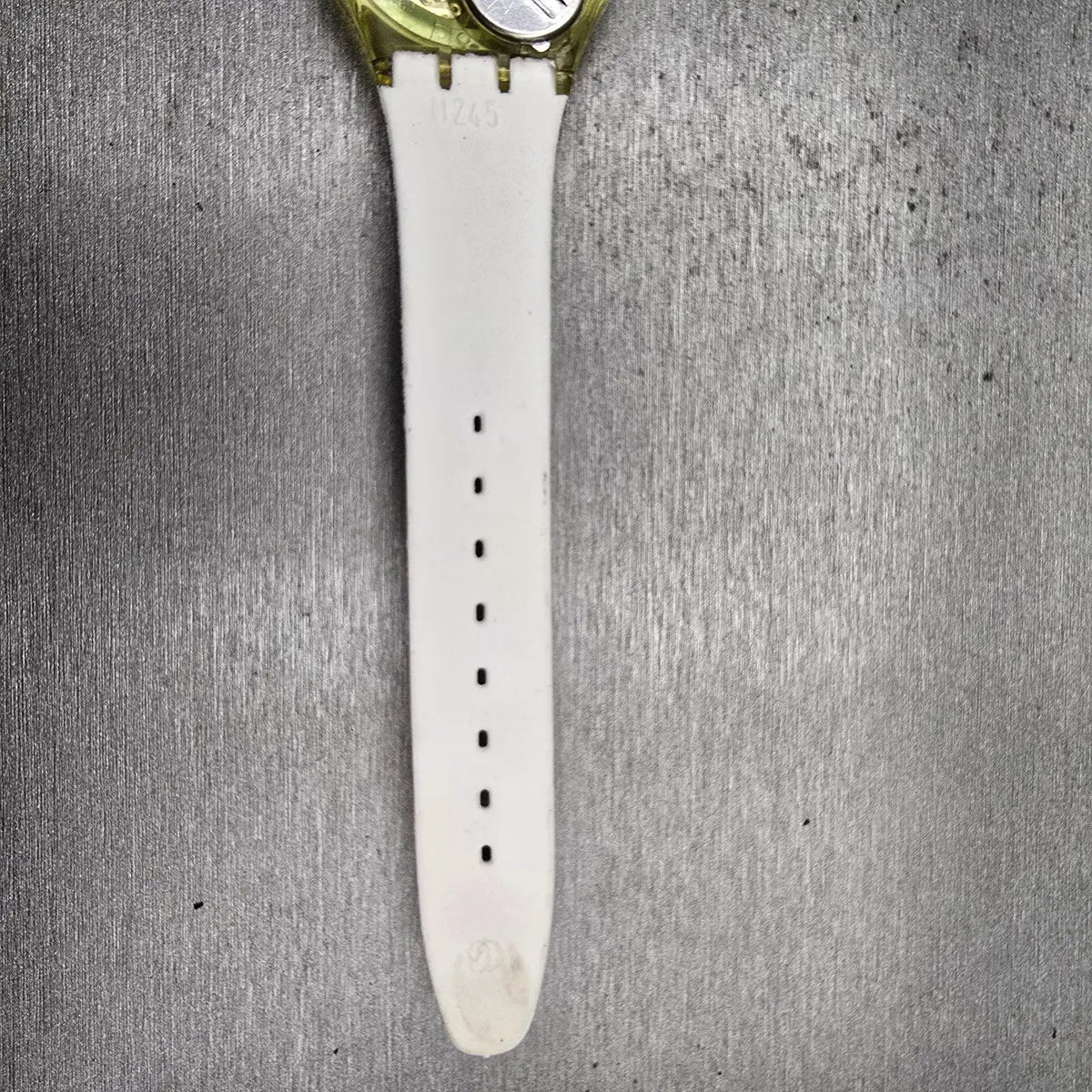 Swatch Rägetropfe Mens Watch 34mm Silver Dial Clear Case GG405 New Battery VTG12