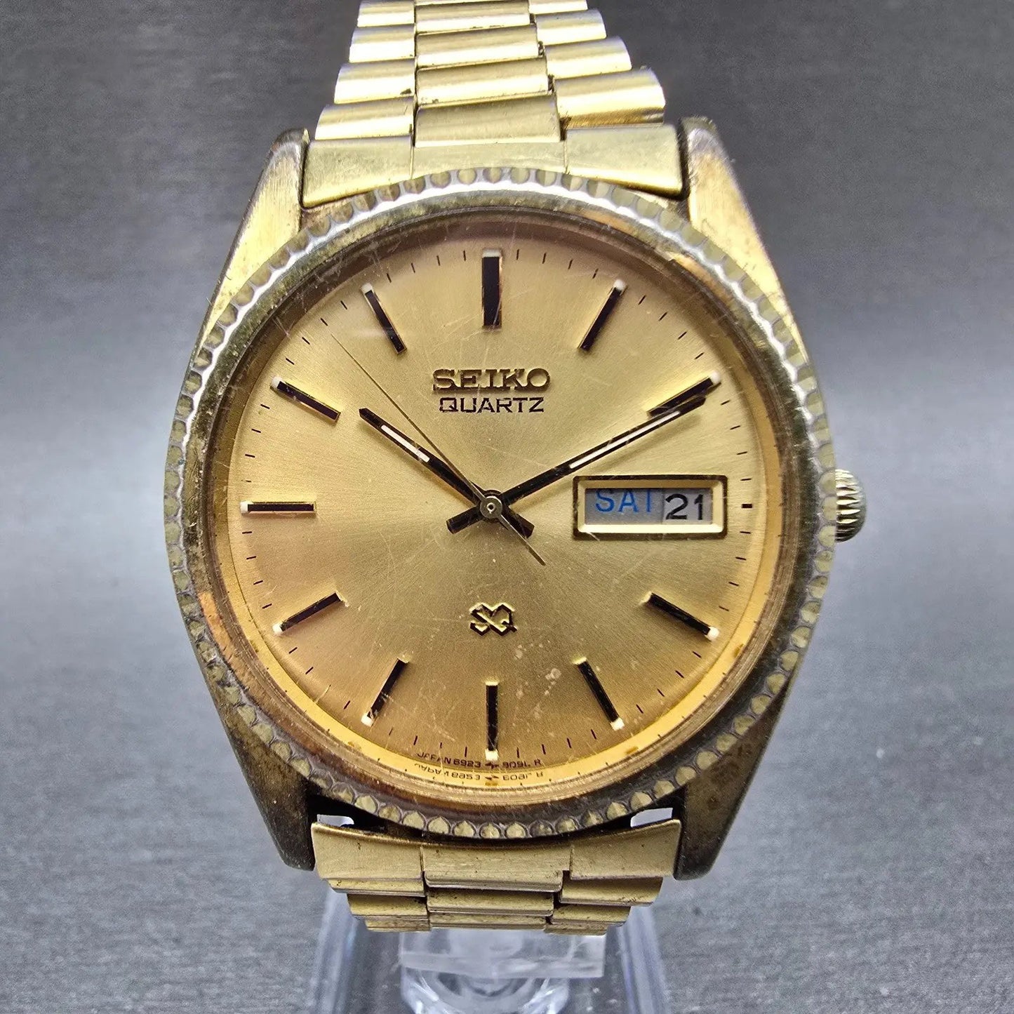 Seiko President Watch Men 36mm Champagne Dial Gold Tone READ!! 6923-8080 New Bat0