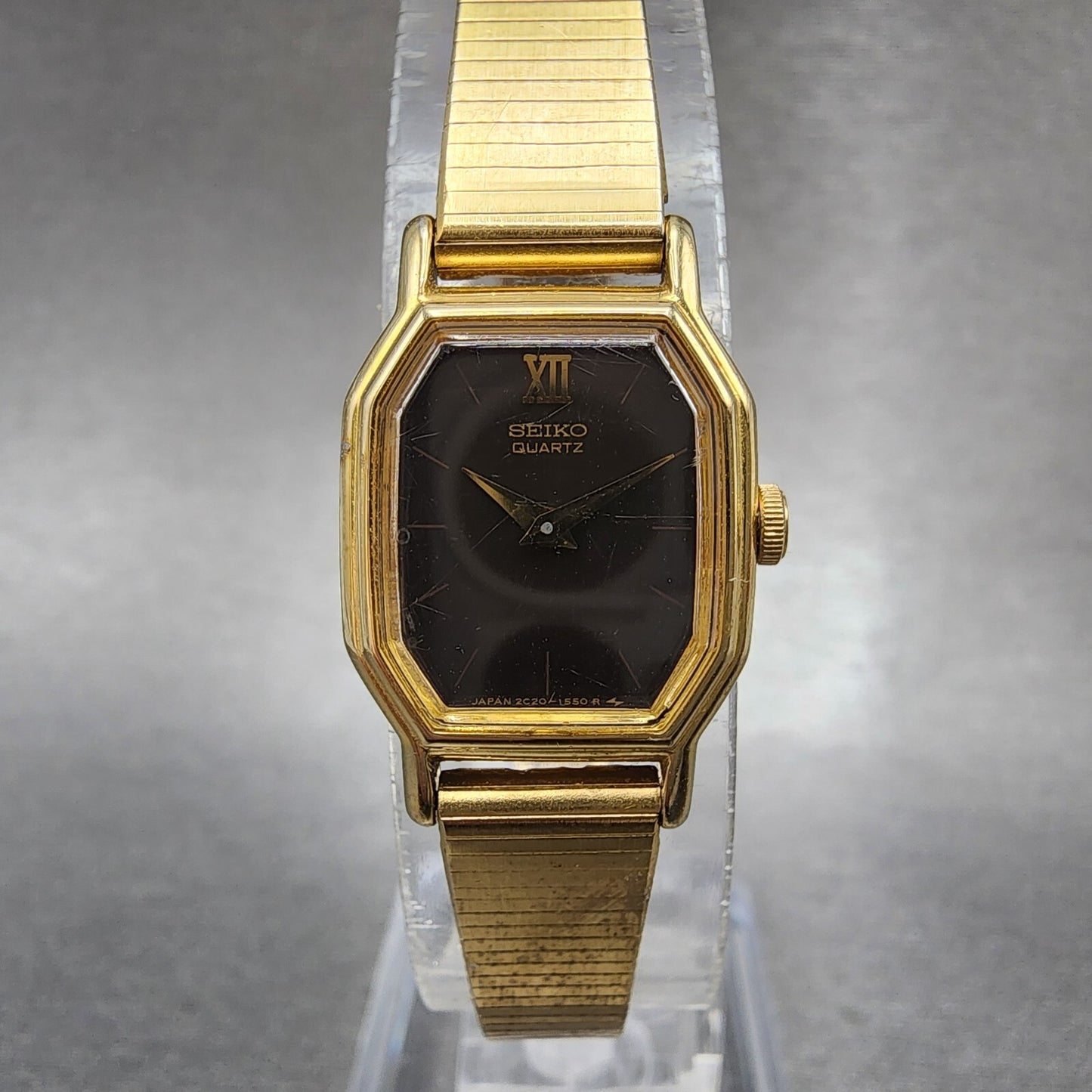 Seiko Watch Women 16mm Brown Dial Gold Tone Octagon 2C205769 New Battery VTG0