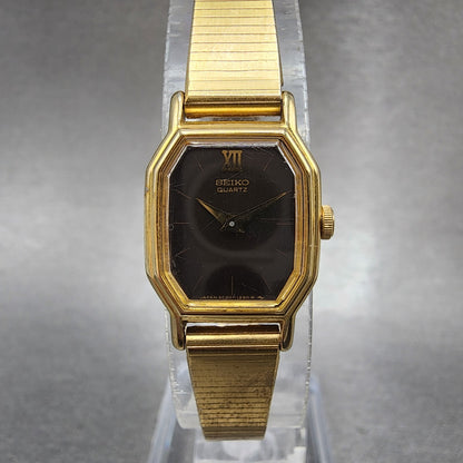 Seiko Watch Women 16mm Brown Dial Gold Tone Octagon 2C205769 New Battery VTG0