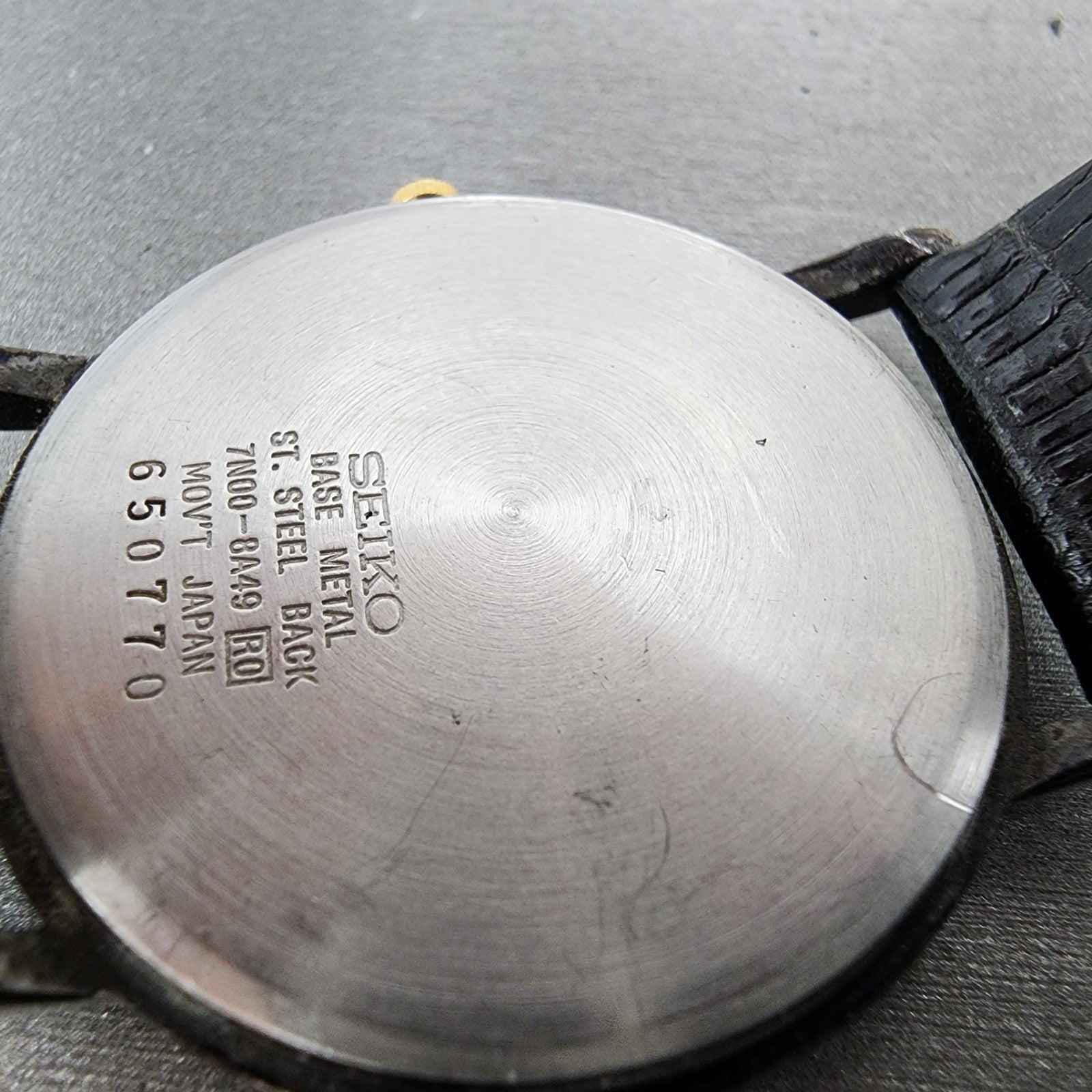 Seiko Watch Men 33mm Black Dial Black Tone Round Diamond Marker 7n008a49 PARTS11