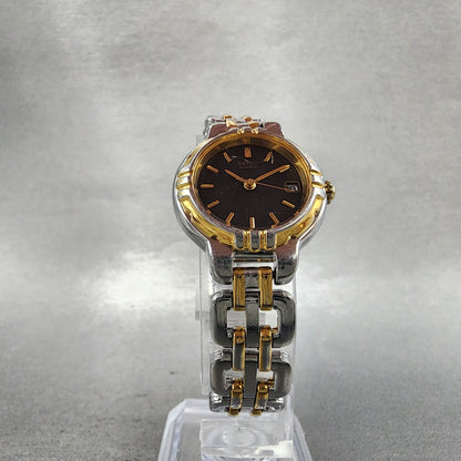 Seiko Watch Women 24mm Black Dial Two Tone Round 7N826C20 New Battery5