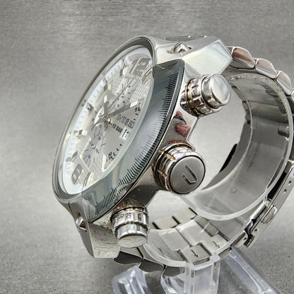Diesel Overflow Chronograph Watch Men 50mm White Dial Steel Date Round New Batt