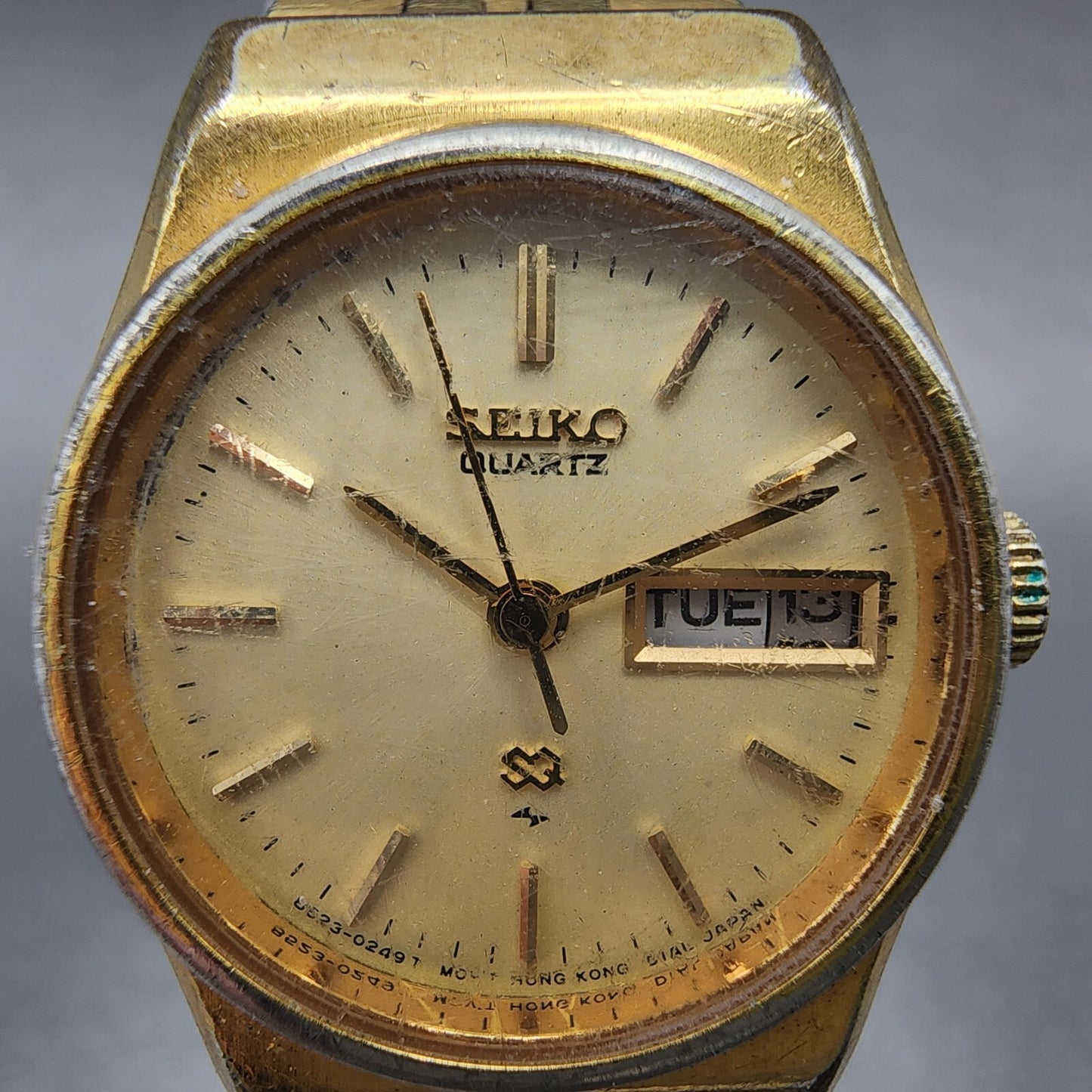 VTG Seiko SQ Watch Women 23mm Cream Dial Gold Tone Daydate Round New battery1
