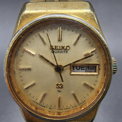 VTG Seiko SQ Watch Women 23mm Cream Dial Gold Tone Daydate Round New battery1