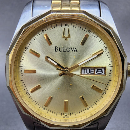 Bulova Watch Men 37mm Champagne Dial Two Tone Daydate 98C002 New Battery1