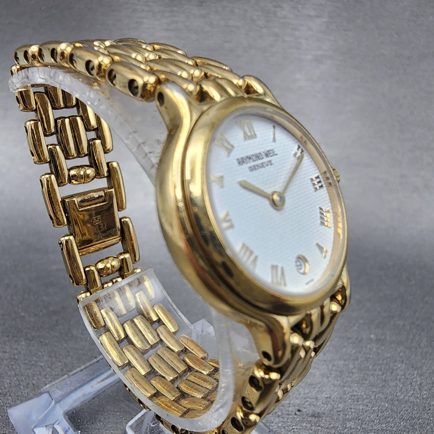 Raymond Weil Watch Women 24mm White Dial Gold Plated Date 9946 PARTS4