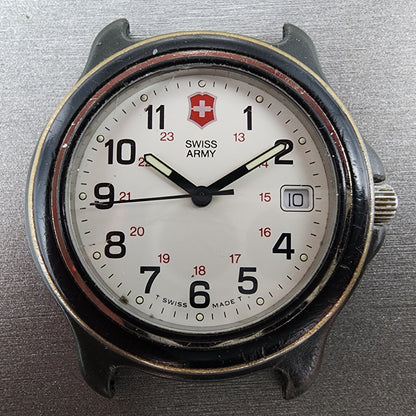Victorinox Swiss Army Watch Men 39mm White Dial Black Tone Date Round PARTS2