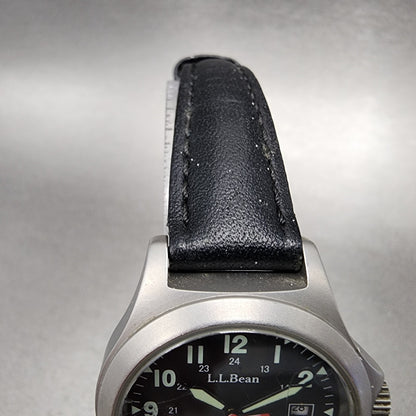 LL Bean Watch Women 30mm Black Dial Gray Tone Date Round Swiss PARTS